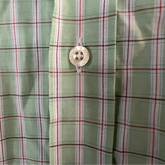 Lacoste Long Sleeves Button Down Shirt light Green plaid Size 40/M - Picture 4 of 9